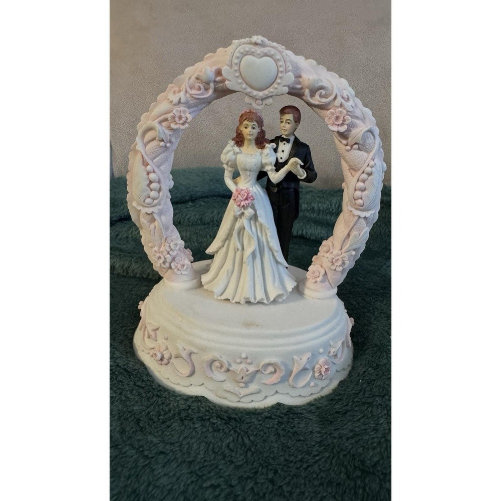 Vtg 1992 San Francisco Music Box Bride & Groom CAKE TOPPER Both‎ Red Hair